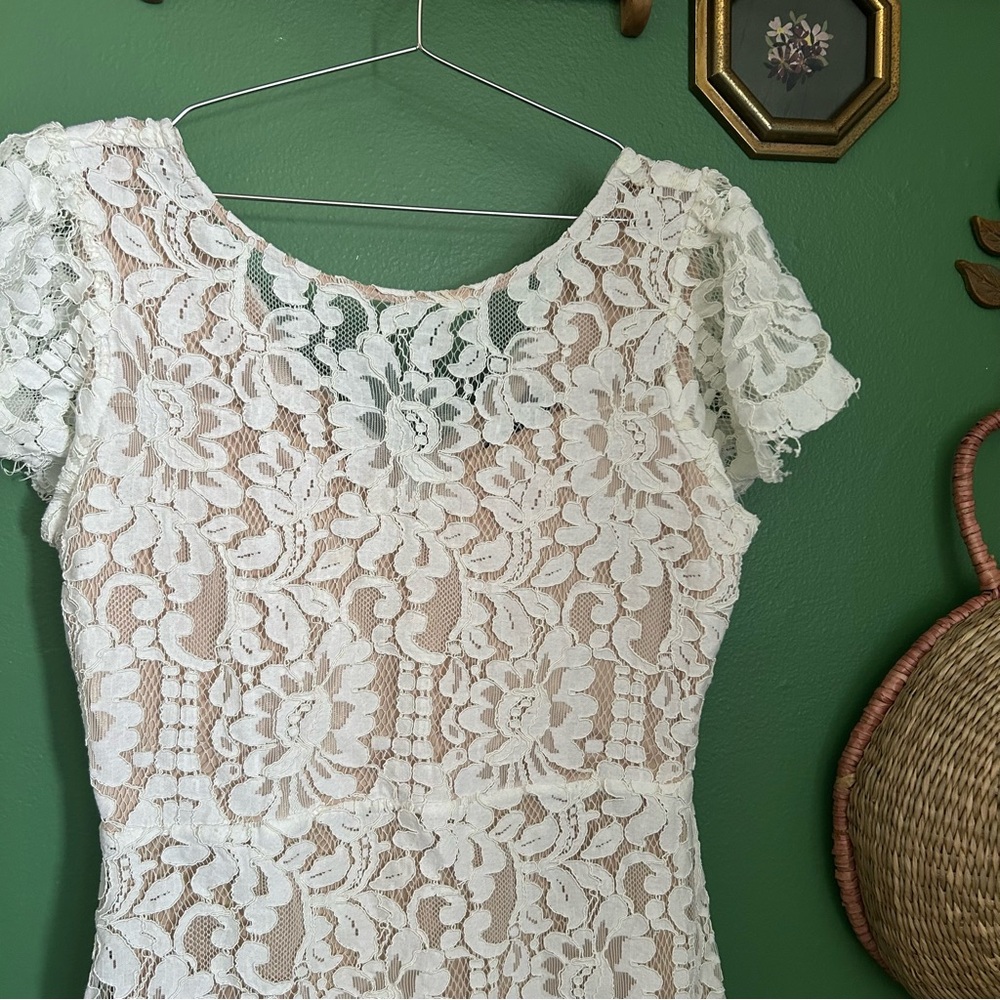 Lulus Pearson White Lace Short Sleeve Dress - Picture 2 of 12